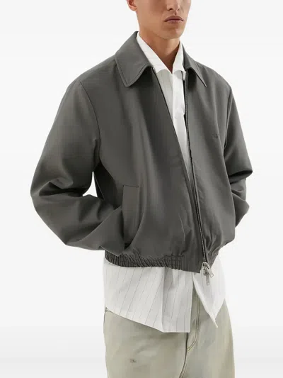 1989 Studio Lightweight Cotton Overshirt Jacket With Zip Closure In Gray