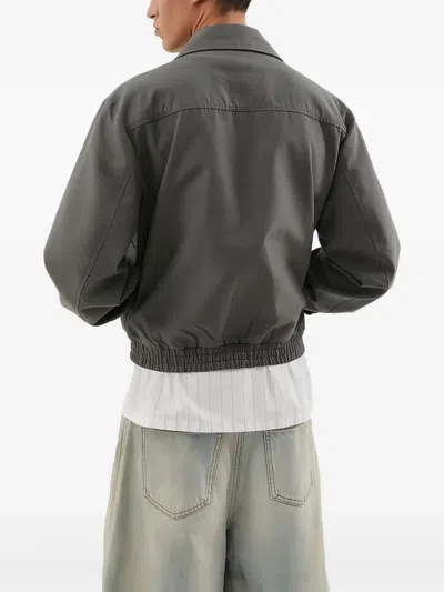 1989 Studio Lightweight Cotton Overshirt Jacket With Zip Closure In Gray