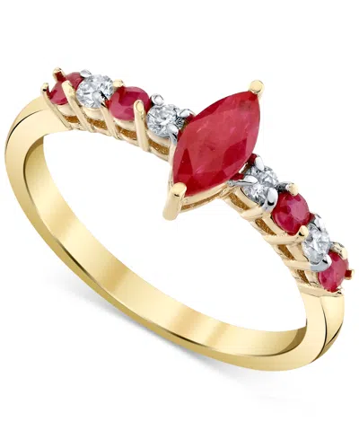 Macy's Ruby (3/4 Ct. T.w.) & Diamond (1/8 Ct. T.w.) Ring In 10k Yellow Gold In Gold