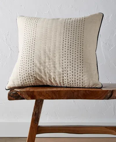 Oake Pick Stitch Decorative Pillow, 22" X 22", Exclusively At Macy's In Black Combo