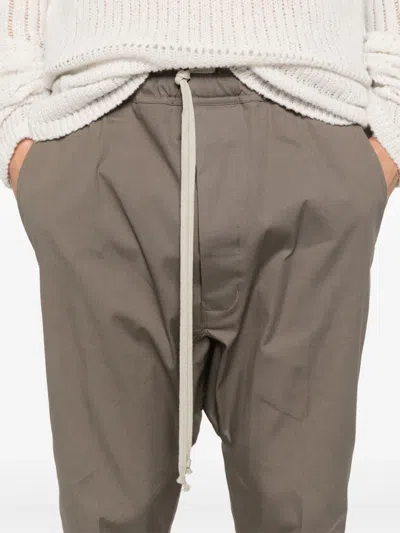 Rick Owens Tecuatl Grey Pants With Elastic Waist With Drawstring And Zip At The Ankles In Cotton Man In Brown