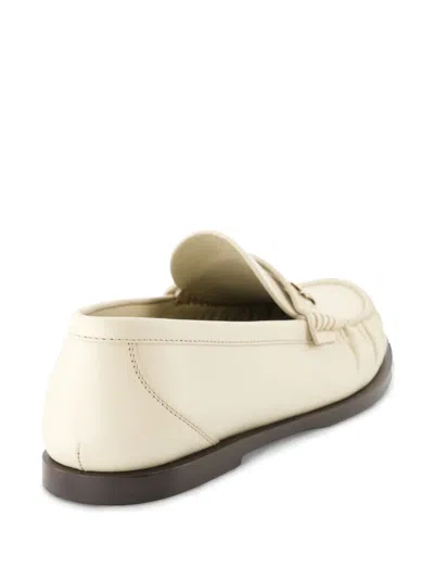 Saint Laurent Le Loafer Gathered Glossed-leather Loafers In Nude