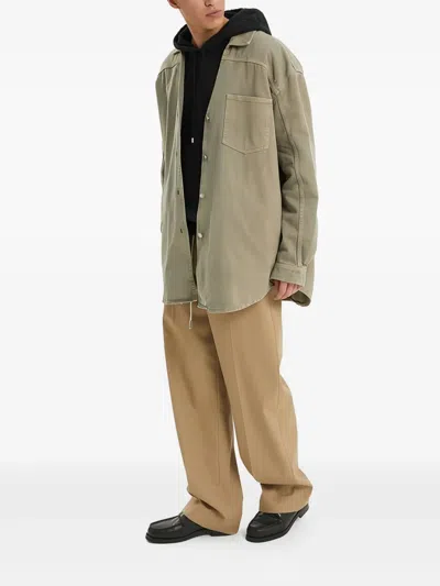 1989 Studio Light Washed Denim Overshirt With Breast-pocket In Neutrals