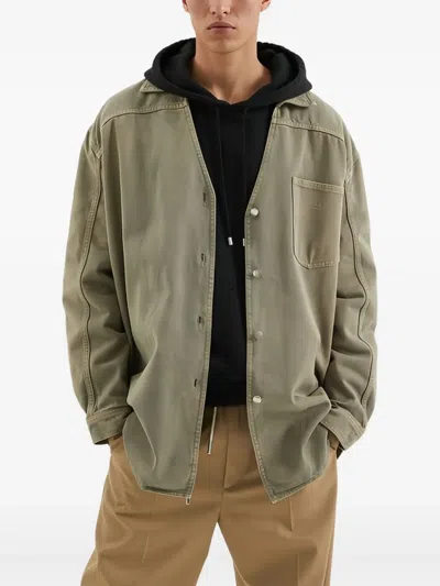 1989 Studio Light Washed Denim Overshirt With Breast-pocket In Neutrals