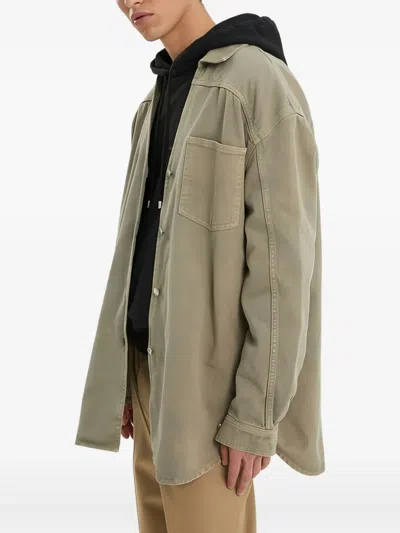 1989 Studio Light Washed Denim Overshirt With Breast-pocket In Neutrals