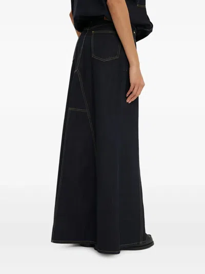1989 Studio Denim Long Skirt With Visible Stitching In Blue