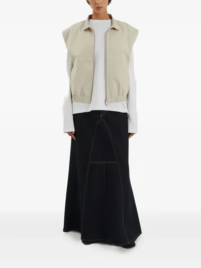 1989 Studio Light Cream Gabardine Zip Up Vest In Neutral