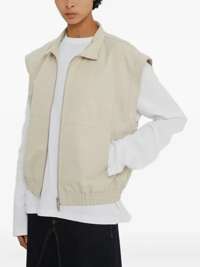 1989 Studio Light Cream Gabardine Zip Up Vest In Neutral