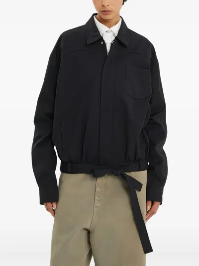 1989 Studio Dark Blue Short Trench Jacket In Black