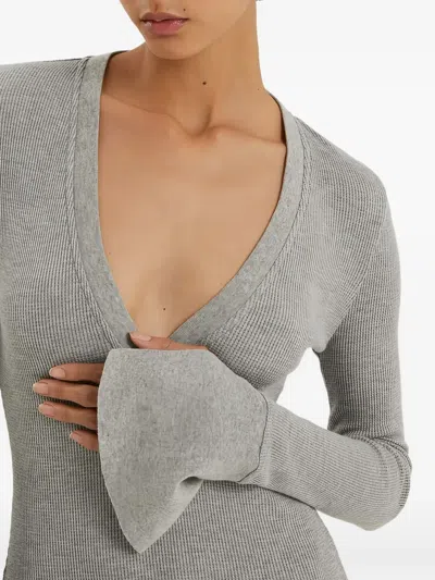 1989 Studio Light Grey Waffle Body V-neck In Gray