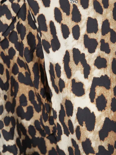 Ganni Leopard Cotton Shirt In Animal Print