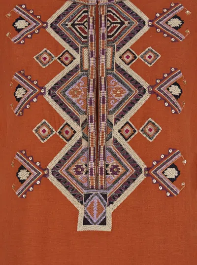 Isabel Marant Orange Silk Zelda Blouse In Animal Print