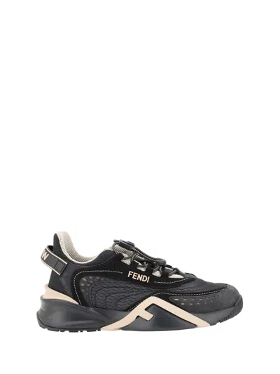 Fendi Flow Mesh Low-top Sneakers In Black