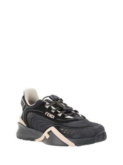 Fendi Flow Mesh Low-top Sneakers In Black