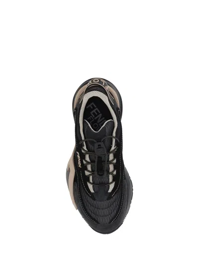 Fendi Flow Mesh Low-top Sneakers In Black