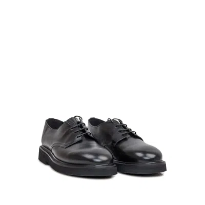 Premiata Round Toe Leather Callo Derby Shoes In Black