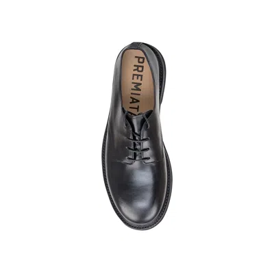 Premiata Round Toe Leather Callo Derby Shoes In Black