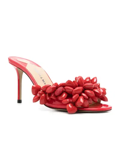 Machmach 85mm Puffly-heart Patent Mules In Red