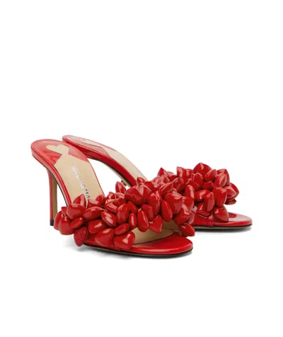 Machmach 85mm Puffly-heart Patent Mules In Red