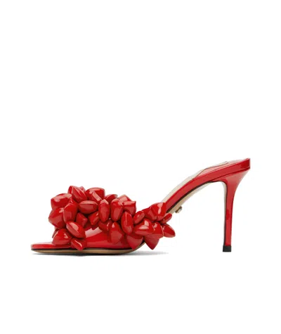 Machmach 85mm Puffly-heart Patent Mules In Red