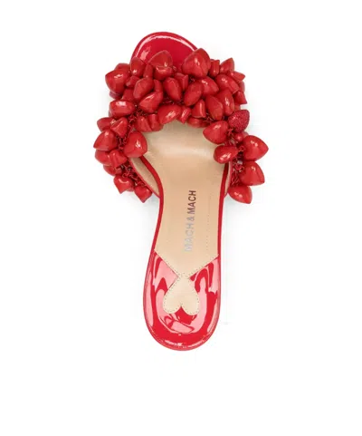 Machmach 85mm Puffly-heart Patent Mules In Red