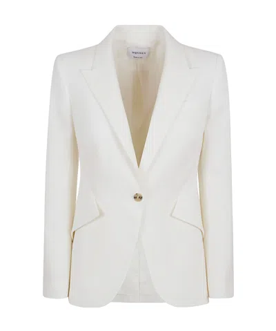 Alexander Mcqueen Single-breasted Peaked Lapels Blazer In Bone