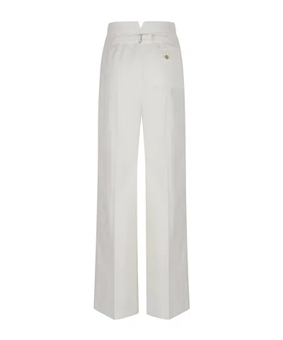 Alexander Mcqueen Wide-leg Tailored Trousers In Wool Gabardine In Bone