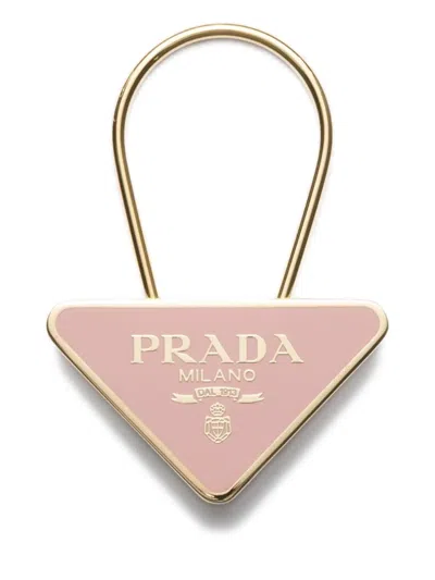 Prada Triangular Metal Charm In Rosa