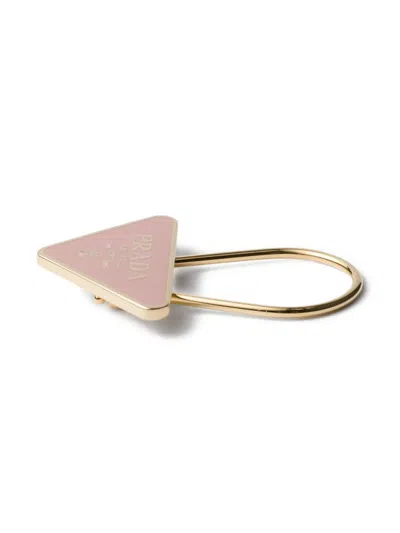 Prada Triangular Metal Charm In Rosa