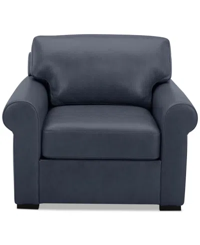 Macy's Radley 38" Leather Roll Arm Chair, Exclusively At  In Navy