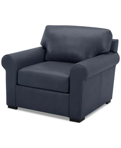 Macy's Radley 38" Leather Roll Arm Chair, Exclusively At  In Navy