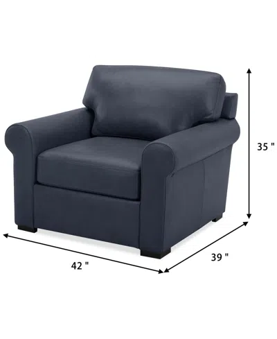 Macy's Radley 38" Leather Roll Arm Chair, Exclusively At  In Navy