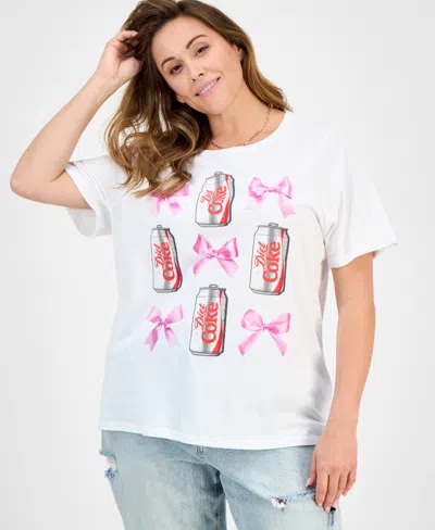 Grayson Threads, The Label Trendy Plus Size Diet Coke Bows Graphic T-shirt In Bright White