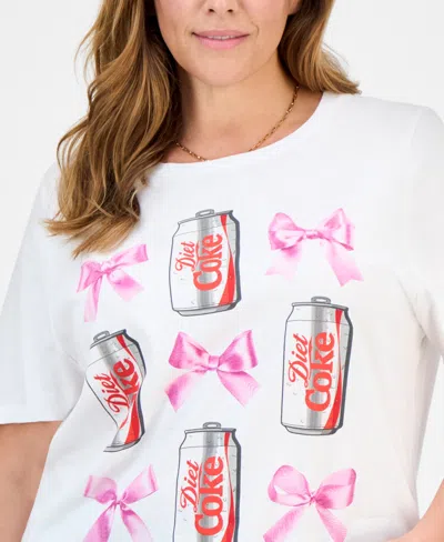 Grayson Threads, The Label Trendy Plus Size Diet Coke Bows Graphic T-shirt In Bright White