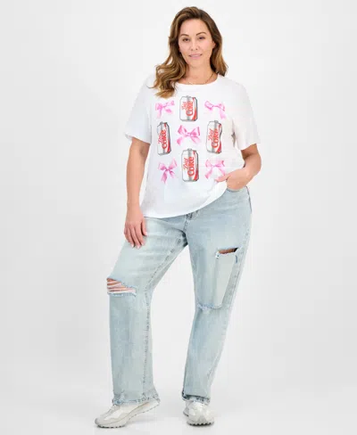 Grayson Threads, The Label Trendy Plus Size Diet Coke Bows Graphic T-shirt In Bright White