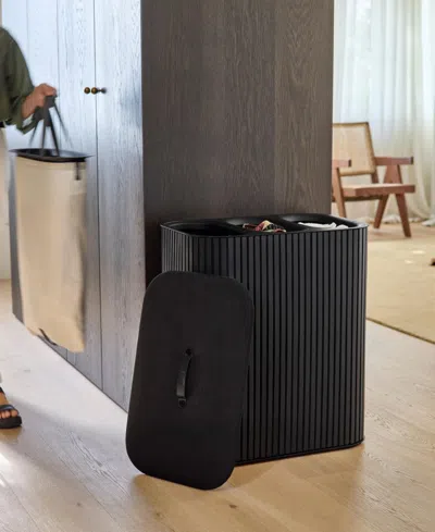 Joseph Joseph Tota Trio Luxe 90-liter Bamboo Laundry Separation Basket In Black