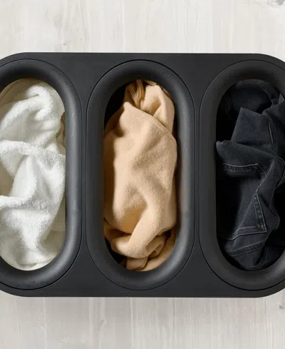 Joseph Joseph Tota Trio Luxe 90-liter Bamboo Laundry Separation Basket In Black