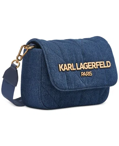 Karl Lagerfeld Voyage Quilted Denim Crossbody Bag In Washed Denim