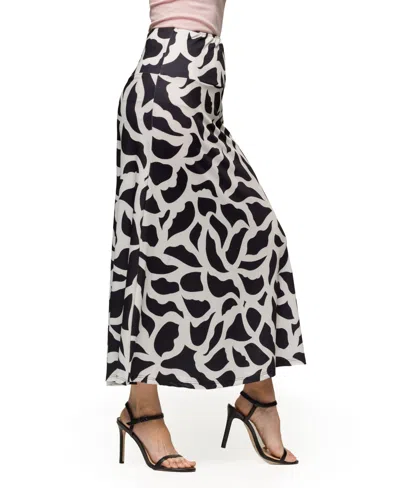 24seven Comfort Apparel Maternity Black And White Print Elastic Waist A-line Maxi Skirt In Black Multi
