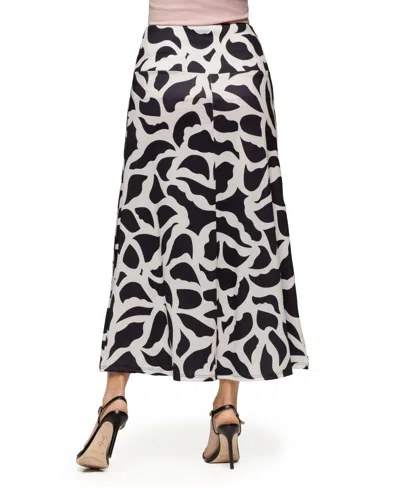 24seven Comfort Apparel Maternity Black And White Print Elastic Waist A-line Maxi Skirt In Black Multi