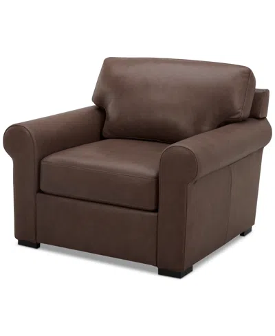 Macy's Radley 38" Leather Roll Arm Chair, Exclusively At  In Chocolate