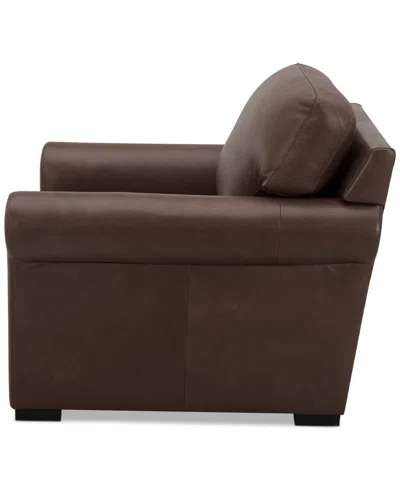 Macy's Radley 38" Leather Roll Arm Chair, Exclusively At  In Chocolate