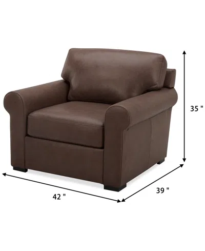 Macy's Radley 38" Leather Roll Arm Chair, Exclusively At  In Chocolate