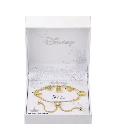 Disney Cubic Zirconia And Crystal Princess Bolo Bracelet In Gold