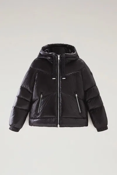 Woolrich Nylon Down Jacket In Black