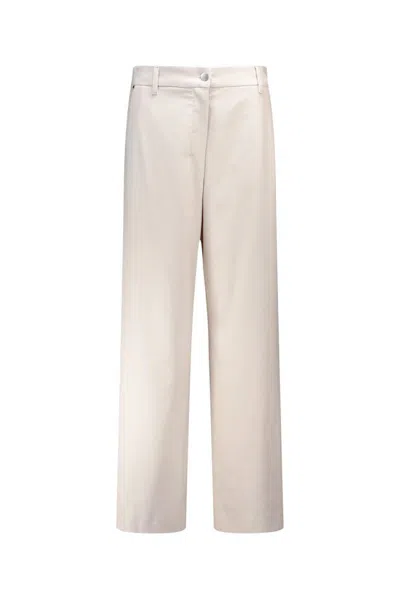 S Max Mara Wide Wool Trousers With Pockets And Loops In Beige