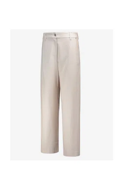 S Max Mara Wide Wool Trousers With Pockets And Loops In Beige