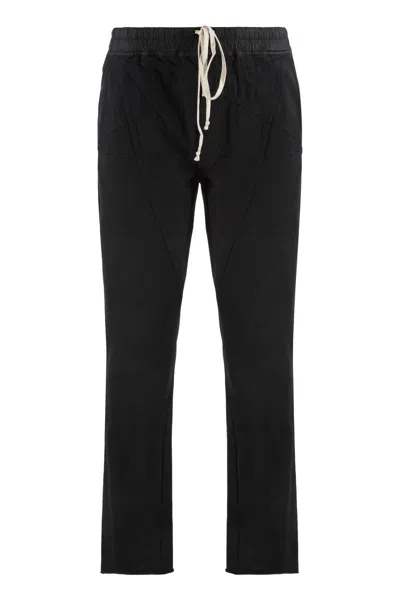 Rick Owens Drkshdw Black Cotton Joggers With Mid-rise Waist And Horn Button Details