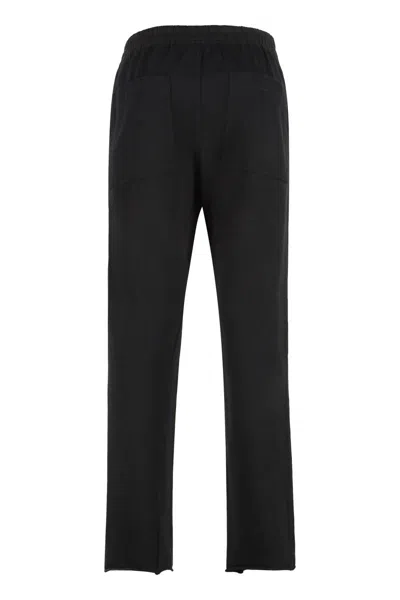 Rick Owens Drkshdw Black Cotton Joggers With Mid-rise Waist And Horn Button Details