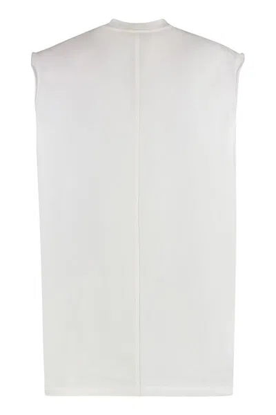 Rick Owens Ribbed Crew Neck Tank Top In White